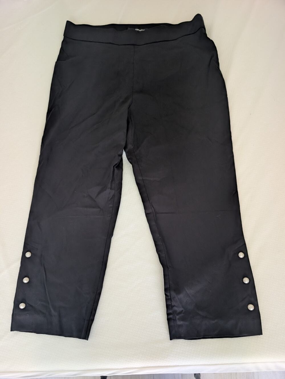 Counterparts Pull On Pants 14 Black Pearl Button Stretch Cropped ,Whimsygoth